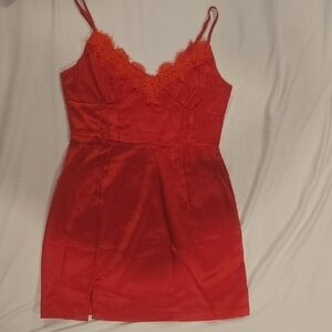 Scarlet Lace-Trimmed Chemise